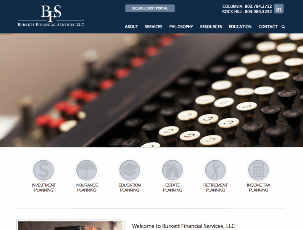 Burkett Financial Services Website Screenshot