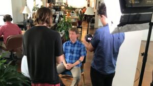 Jason being interviewed