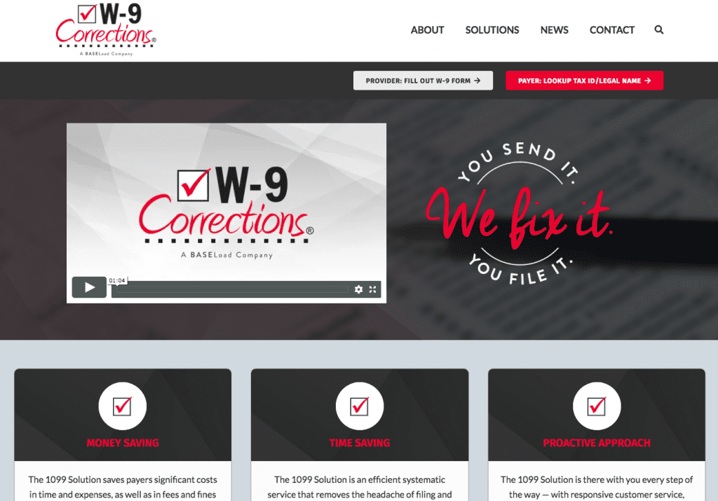 w-9 corrections web design home page