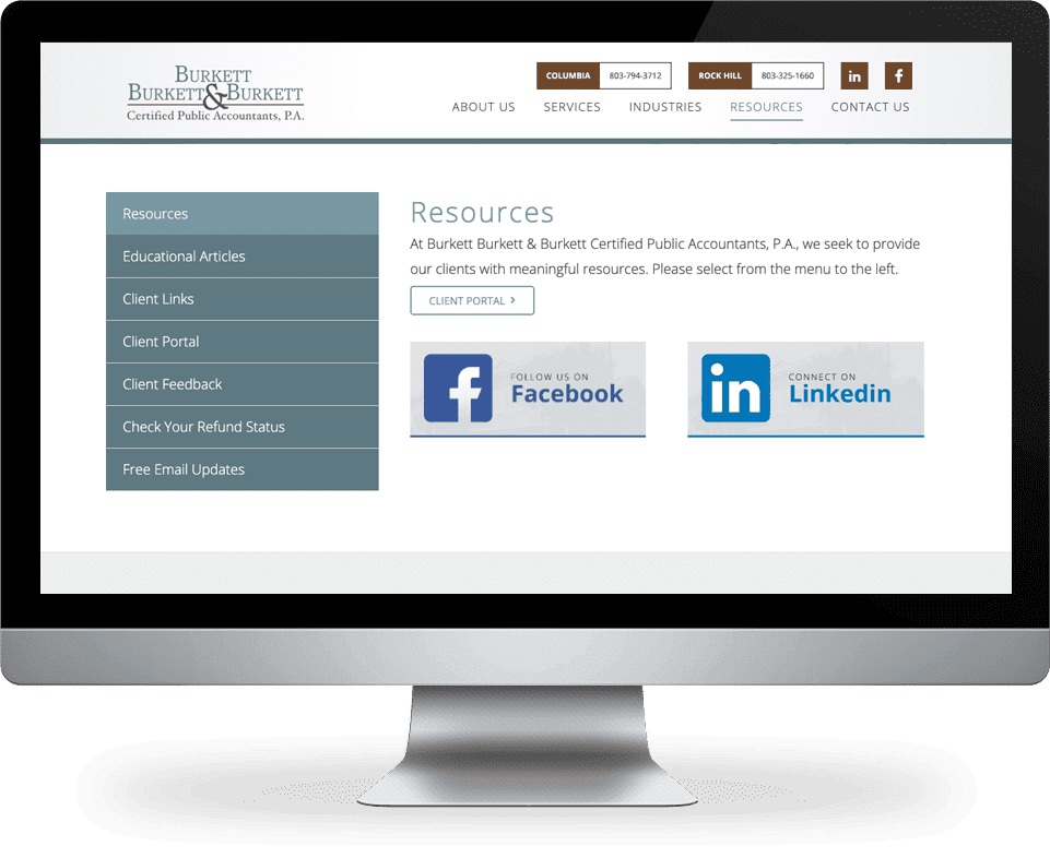 accounting firm resources page web design