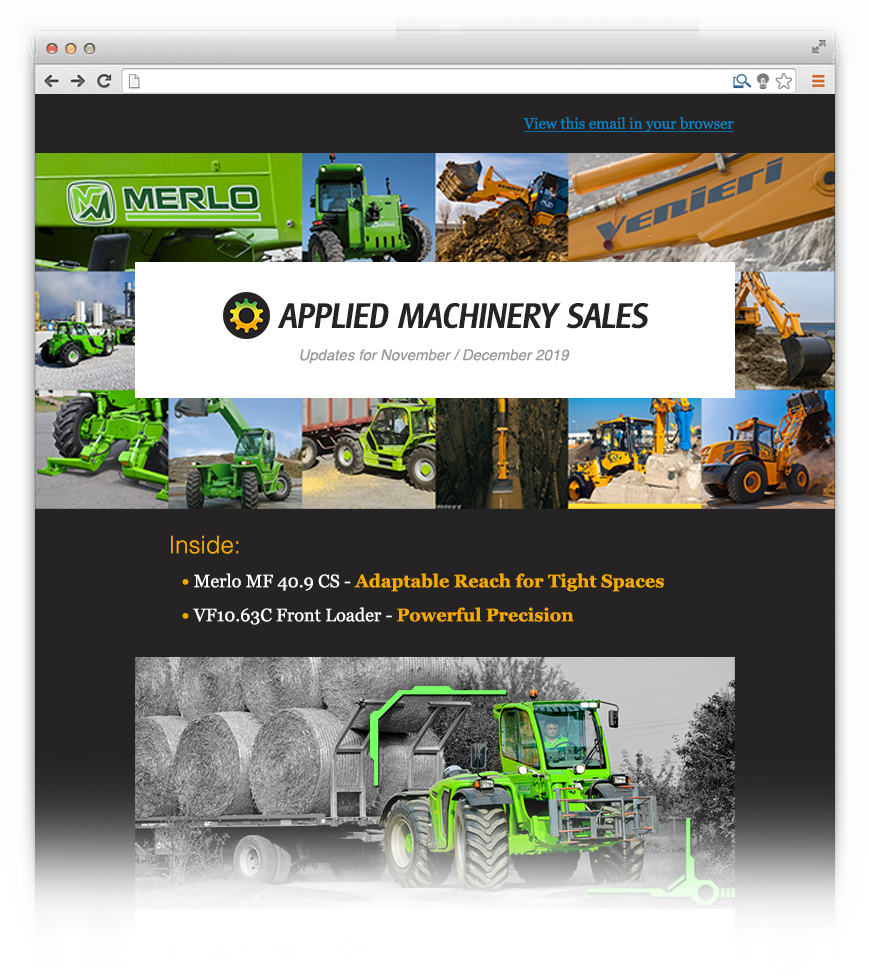 heavy machinery dealer newsletter design