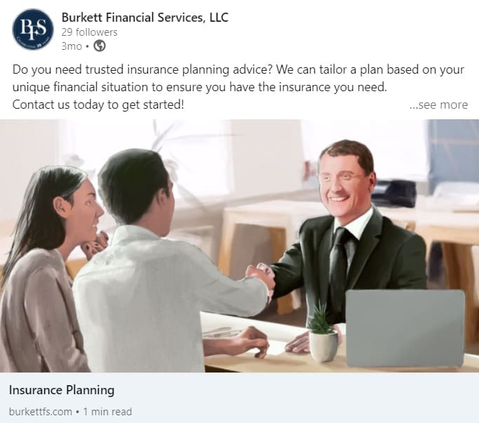 Financial services linkedin post example