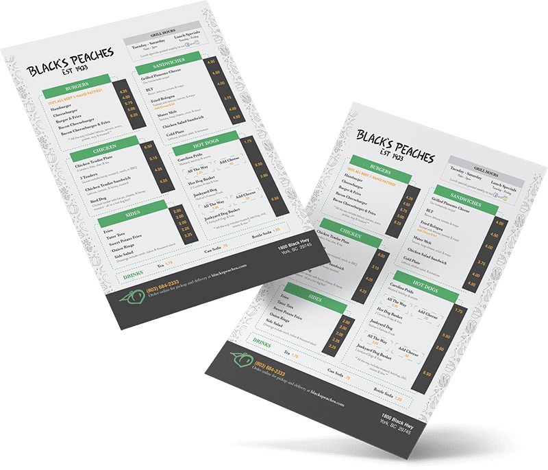 restaurant marketing menu samples