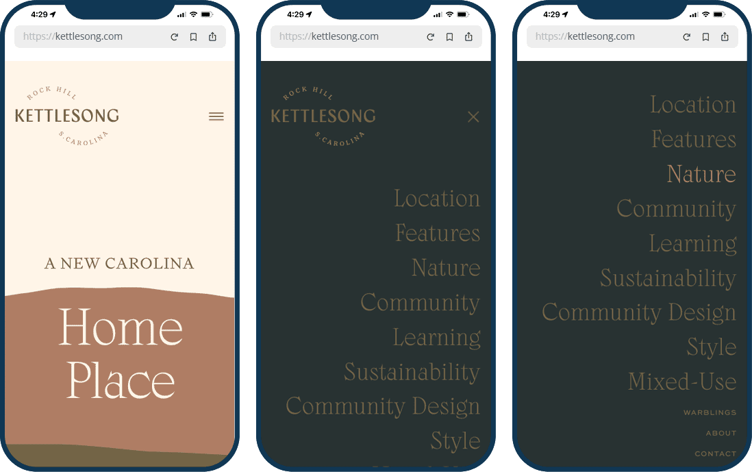 mobile web design for Kettlesong