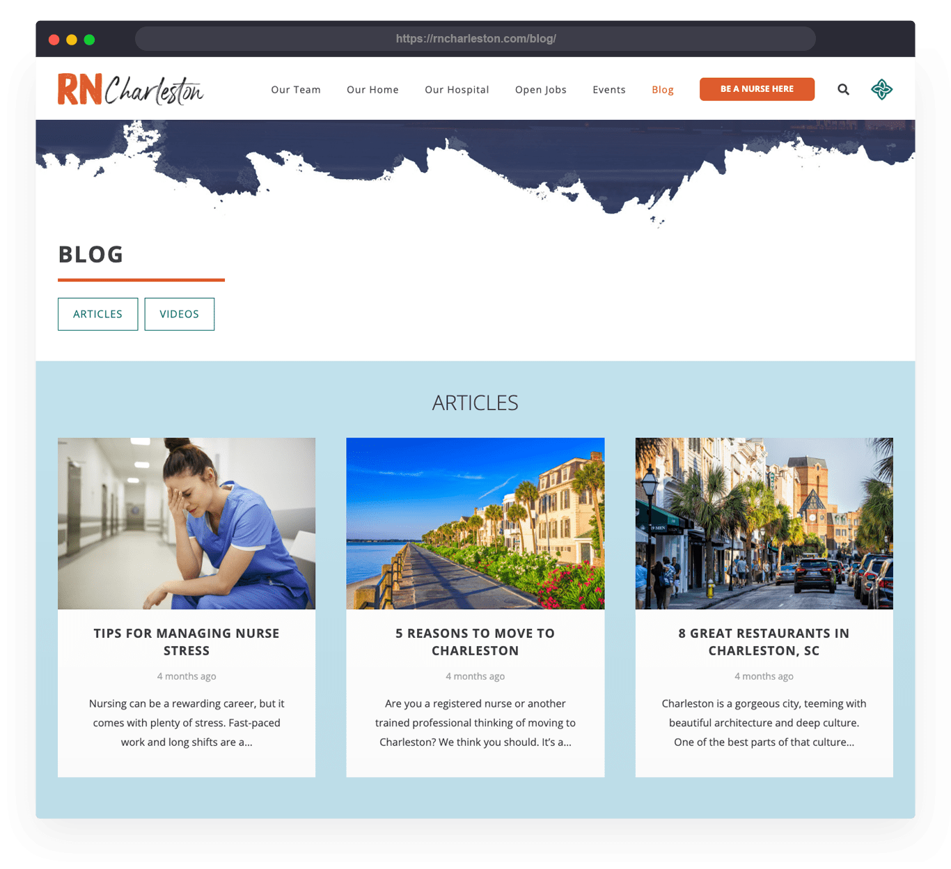 RN Charleston blog screenshot