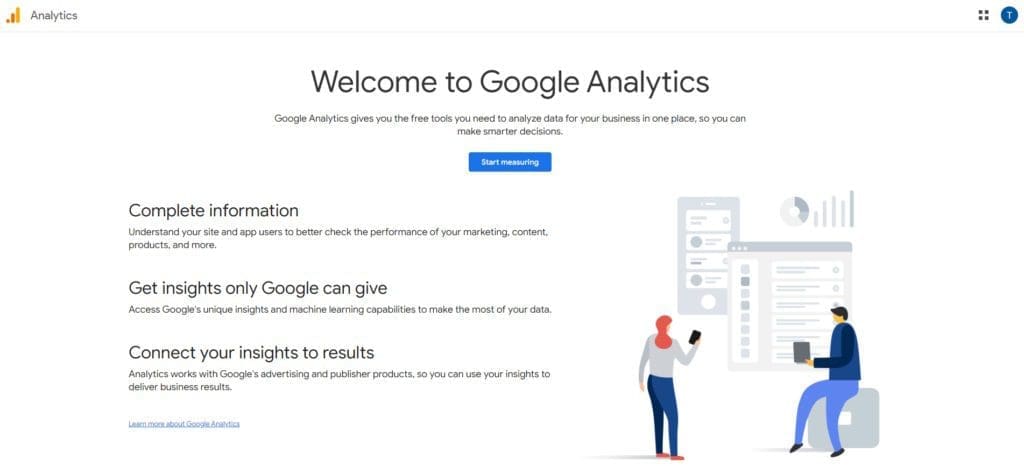 Google Analytics home page