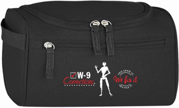 W-9 Corrections toiletry bag